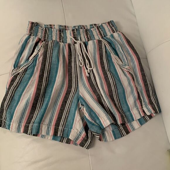 BRIGGS Linen Blend Striped Women’s Shorts Size M - Picture 7 of 11